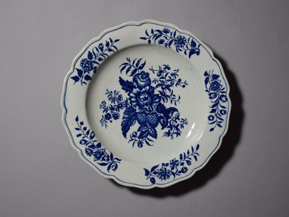 Blue and White Floral Porcelain Plate