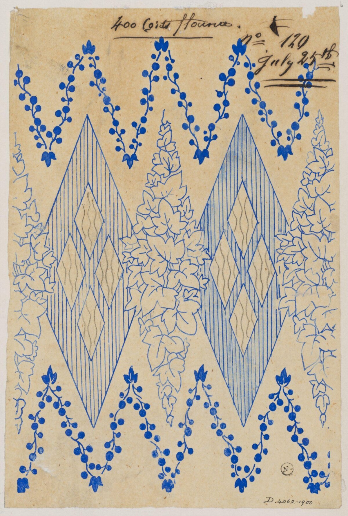 Vintage Berry Diamond Textile Design