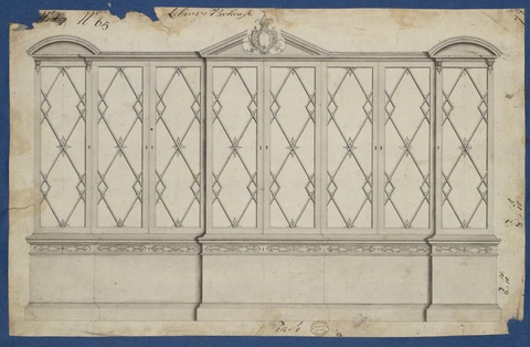 Antique Library Bookcase Architectural Drawing