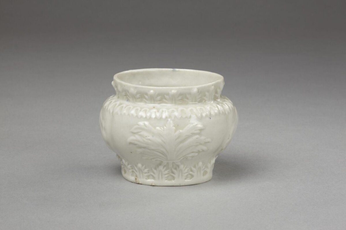 White Embossed Porcelain Jar