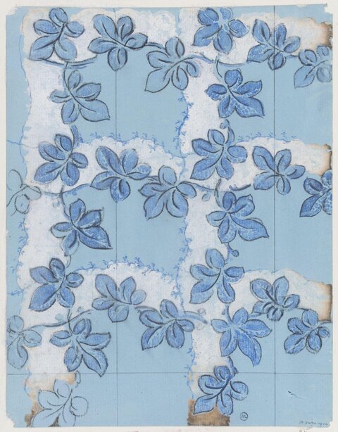 Hand-drawn Blue Leaf Pattern Design