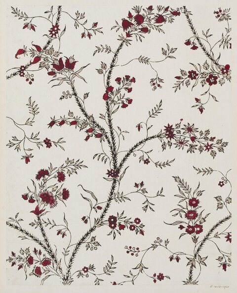 Vintage Red Floral Textile Pattern