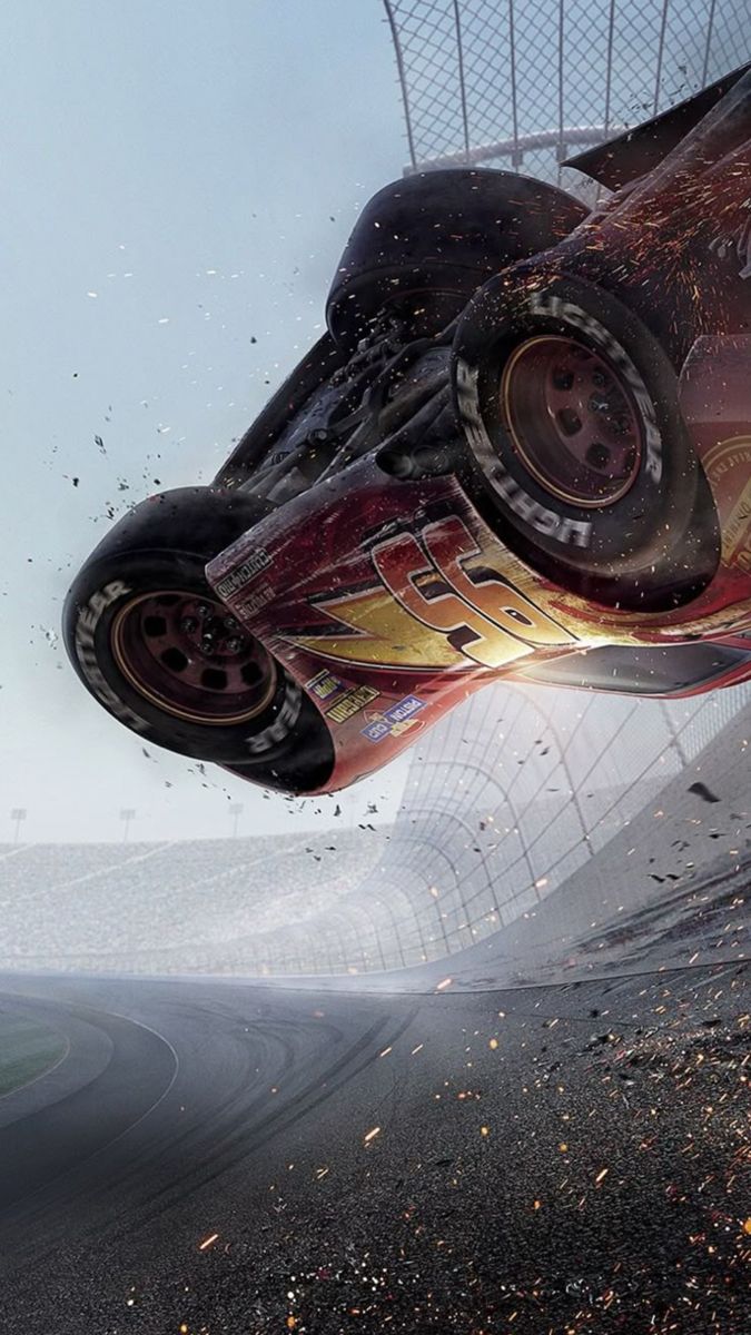 Crashing Race Car On Racetrack