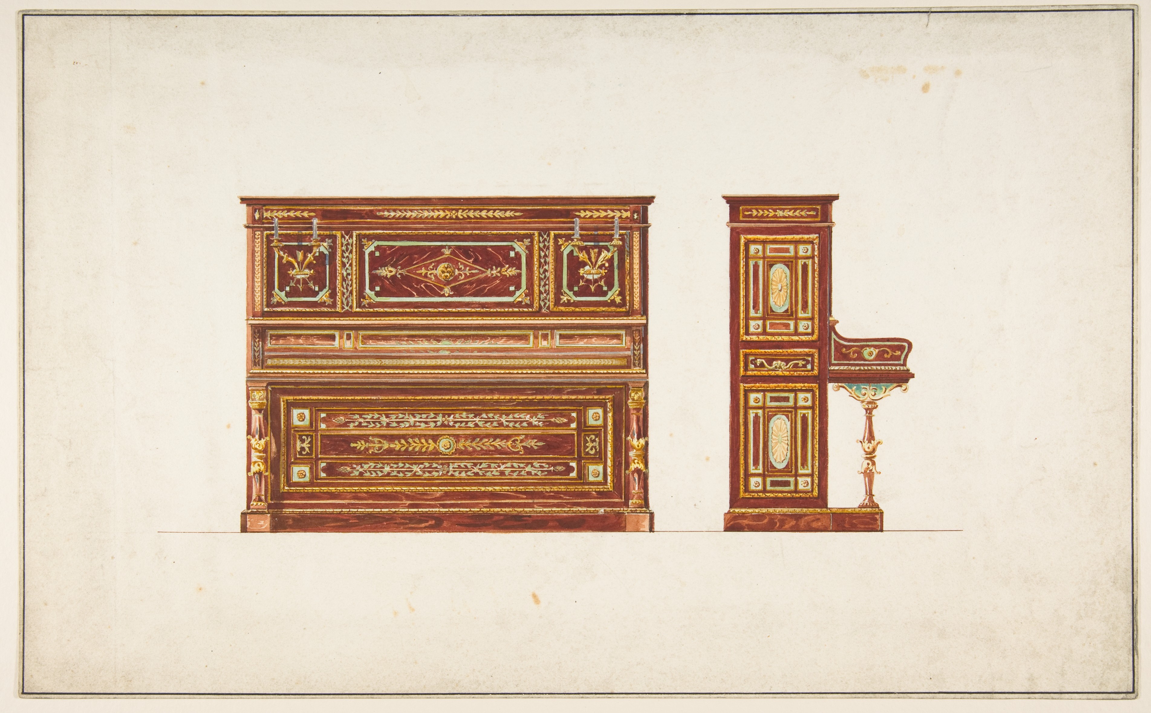 Antique European Furniture Design Sketch