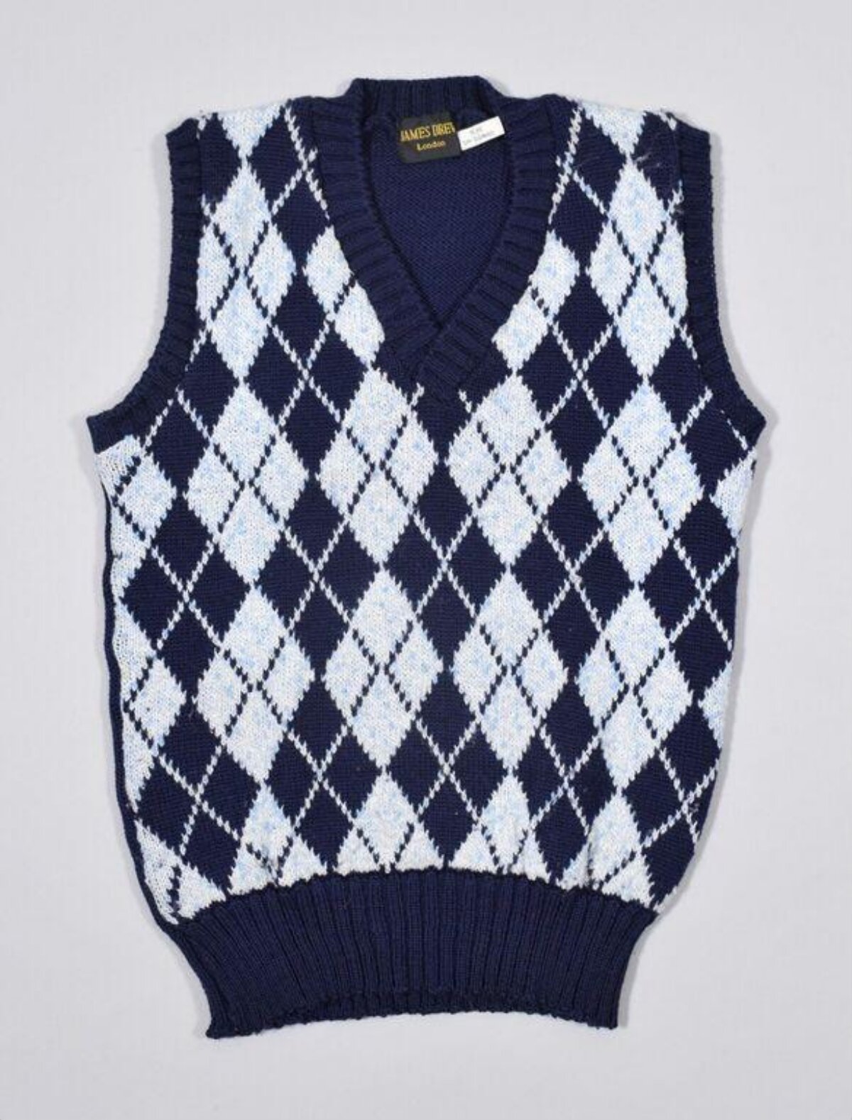 Navy Argyle Knit Sweater Vest