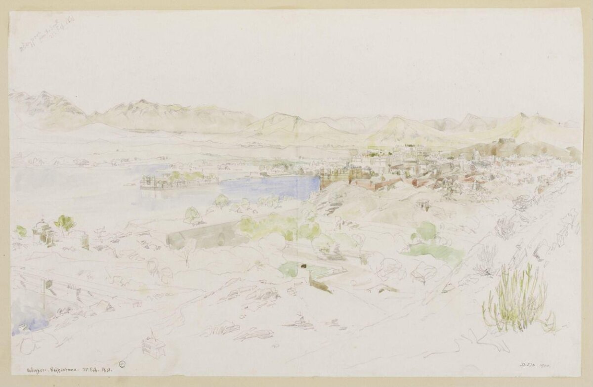 Udaipur Panorama Watercolor Sketch
