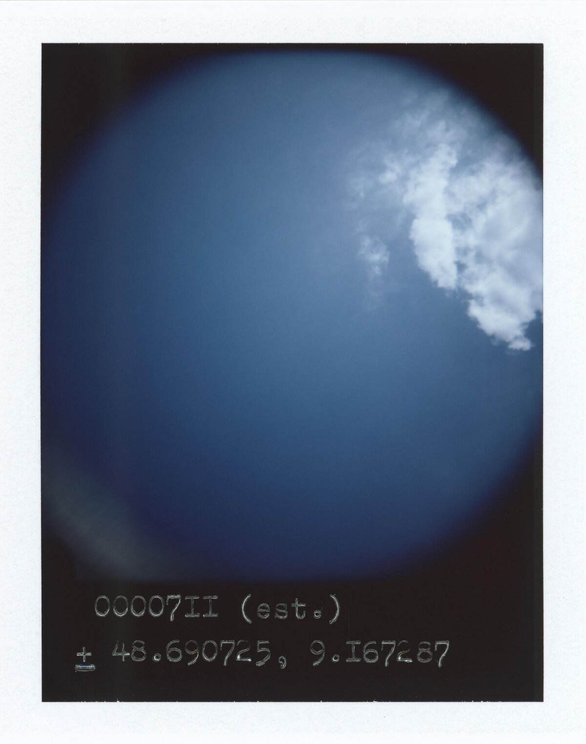 Blue Sky Polaroid with Coordinates