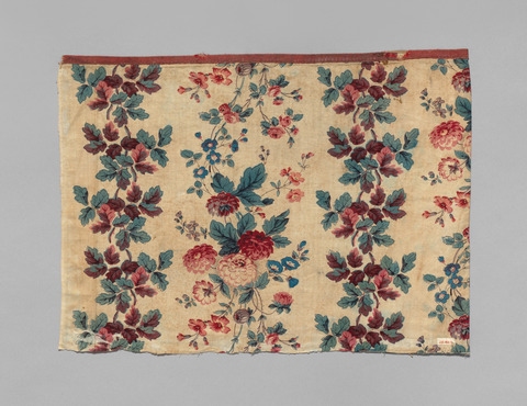 Antique Printed Floral Textile Fragment