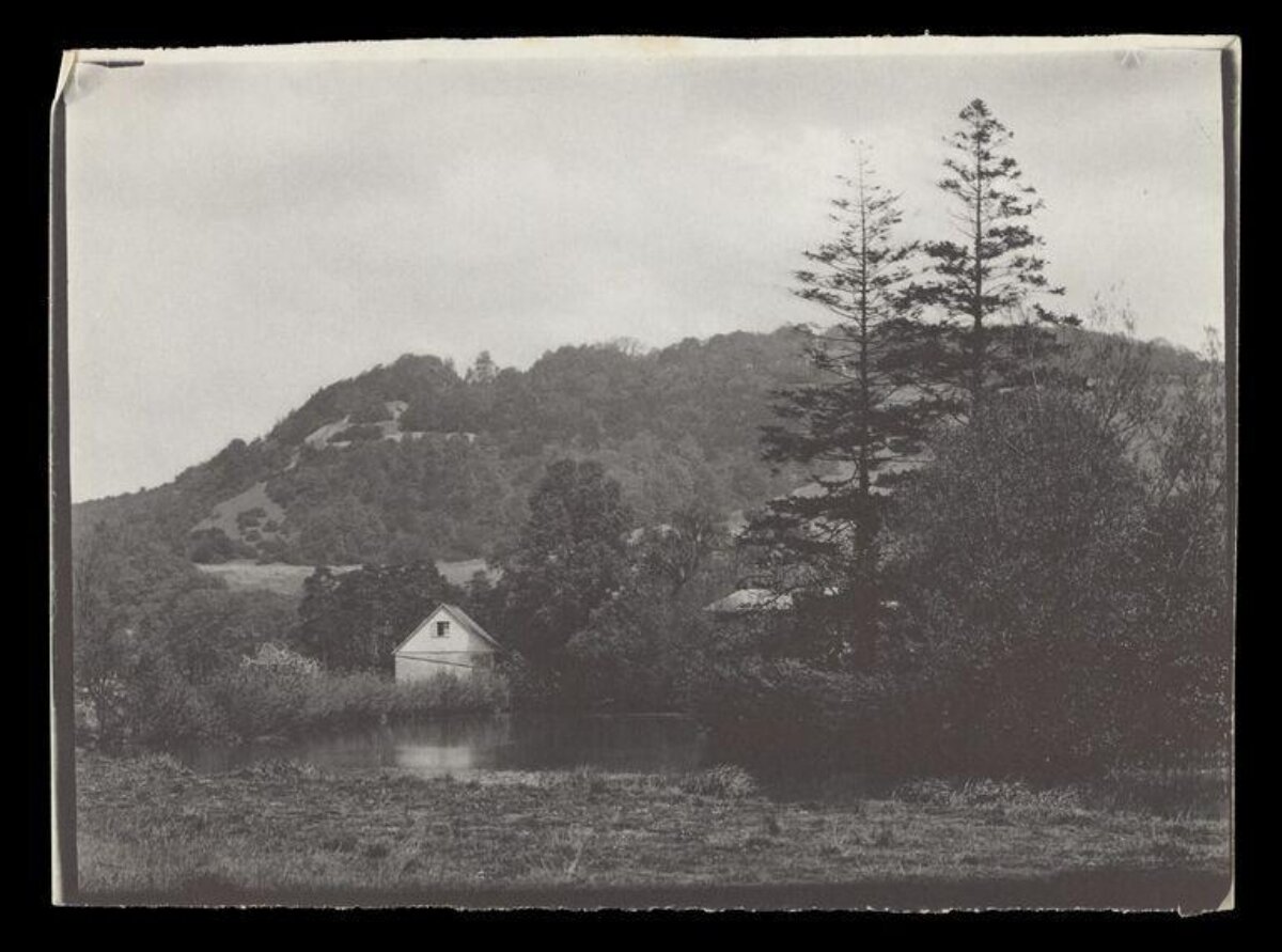 Black and White Rural Cottage Landscape
