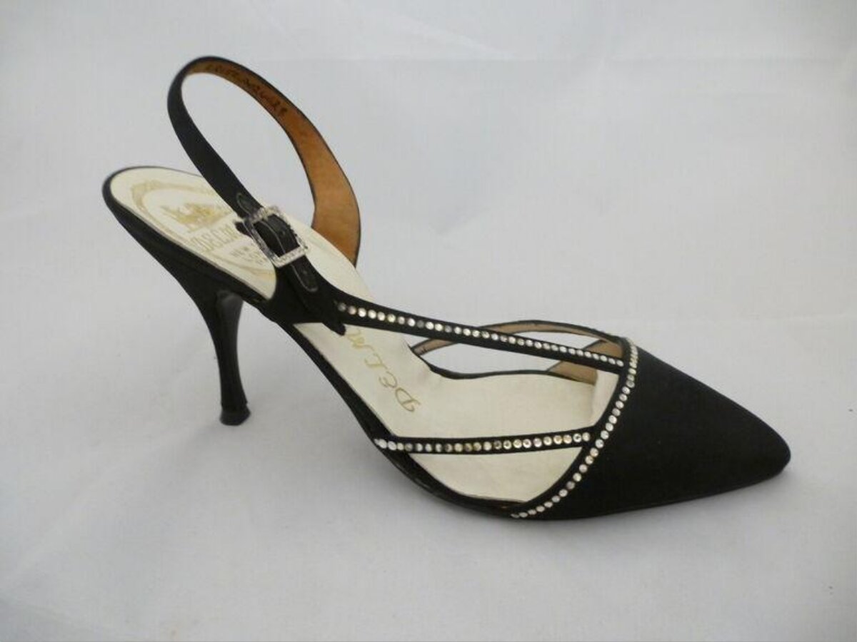 Black Rhinestone Slingback High Heel