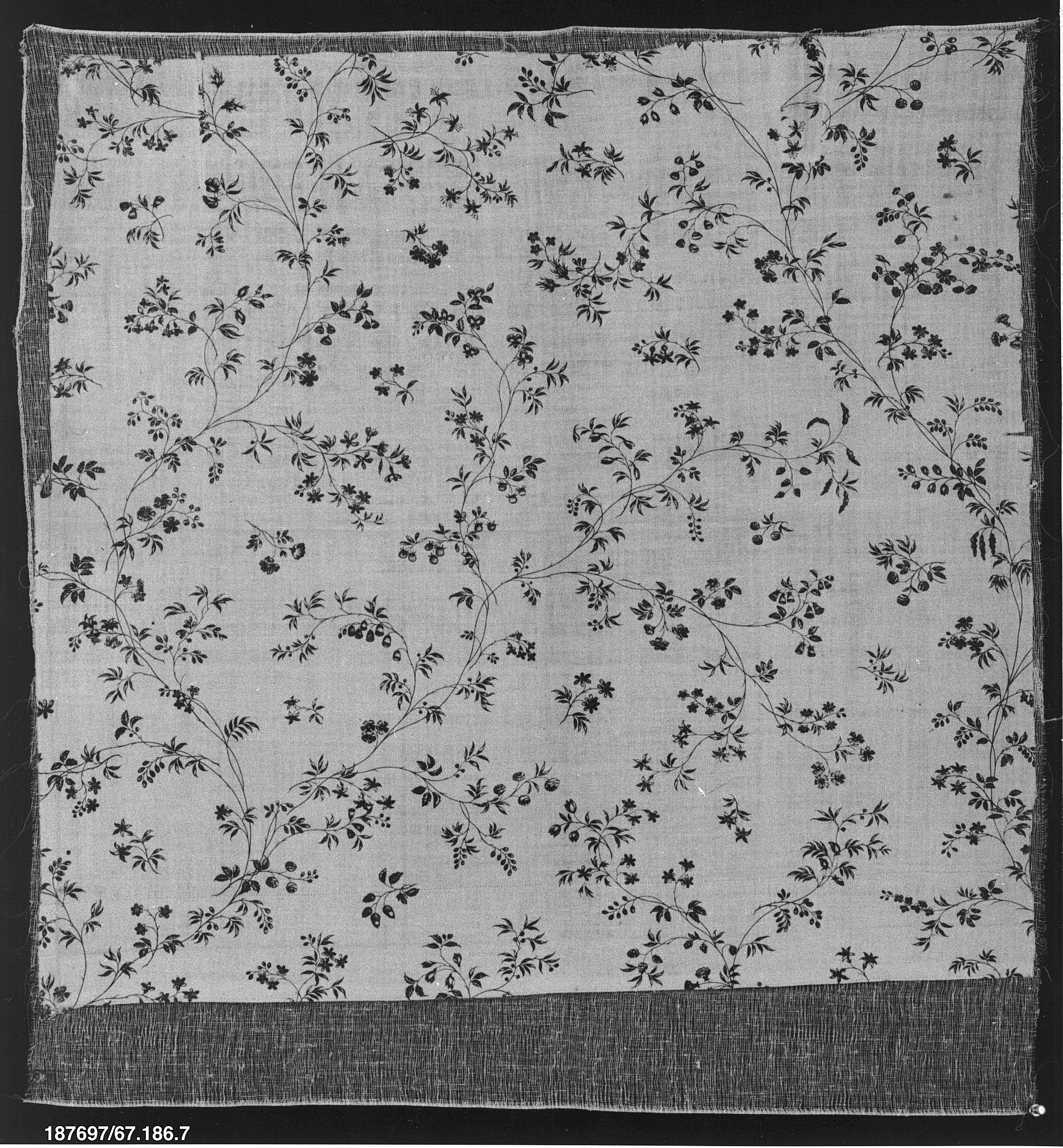 Floral Pattern Antique Textile Fragment