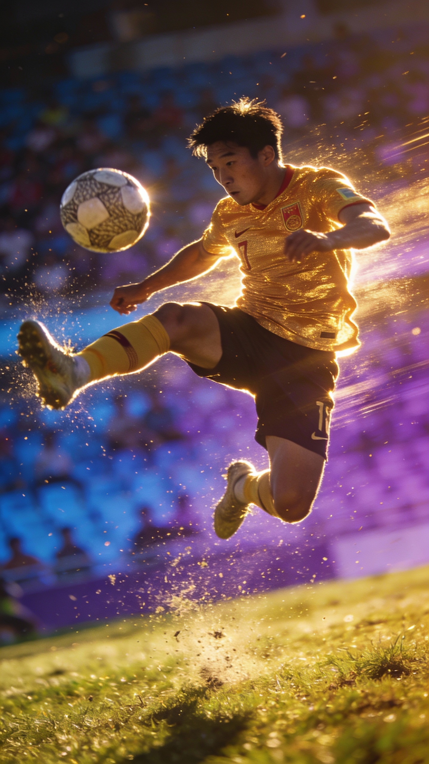 Soccer Player Striking Ball On Field