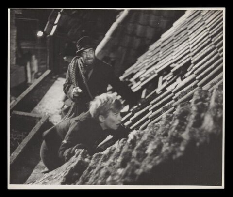 Two People Crawling on Rooftop