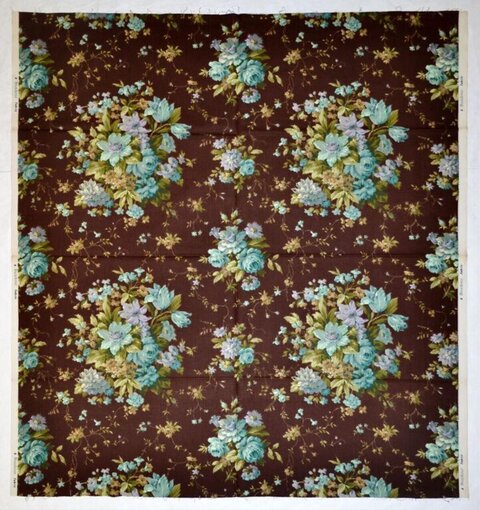 Vintage Brown Floral Print Fabric