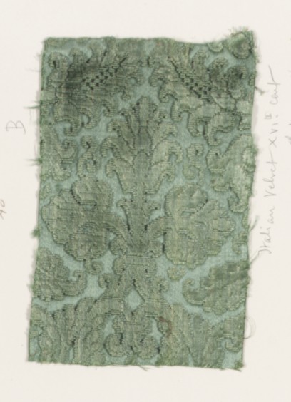 16th Century Italian Green Velvet Sample