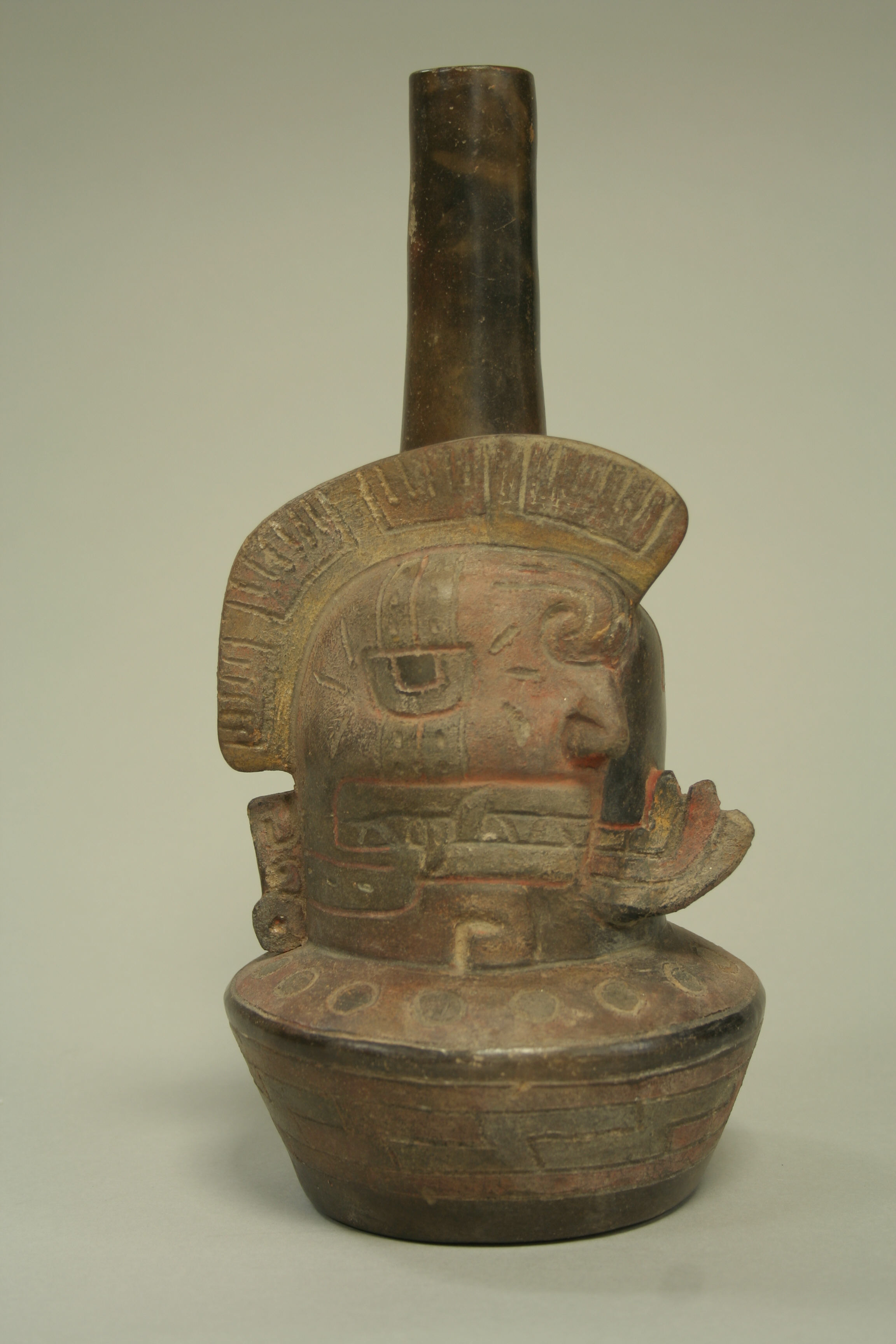 Ancient Head-shaped Ceramic Vessel
