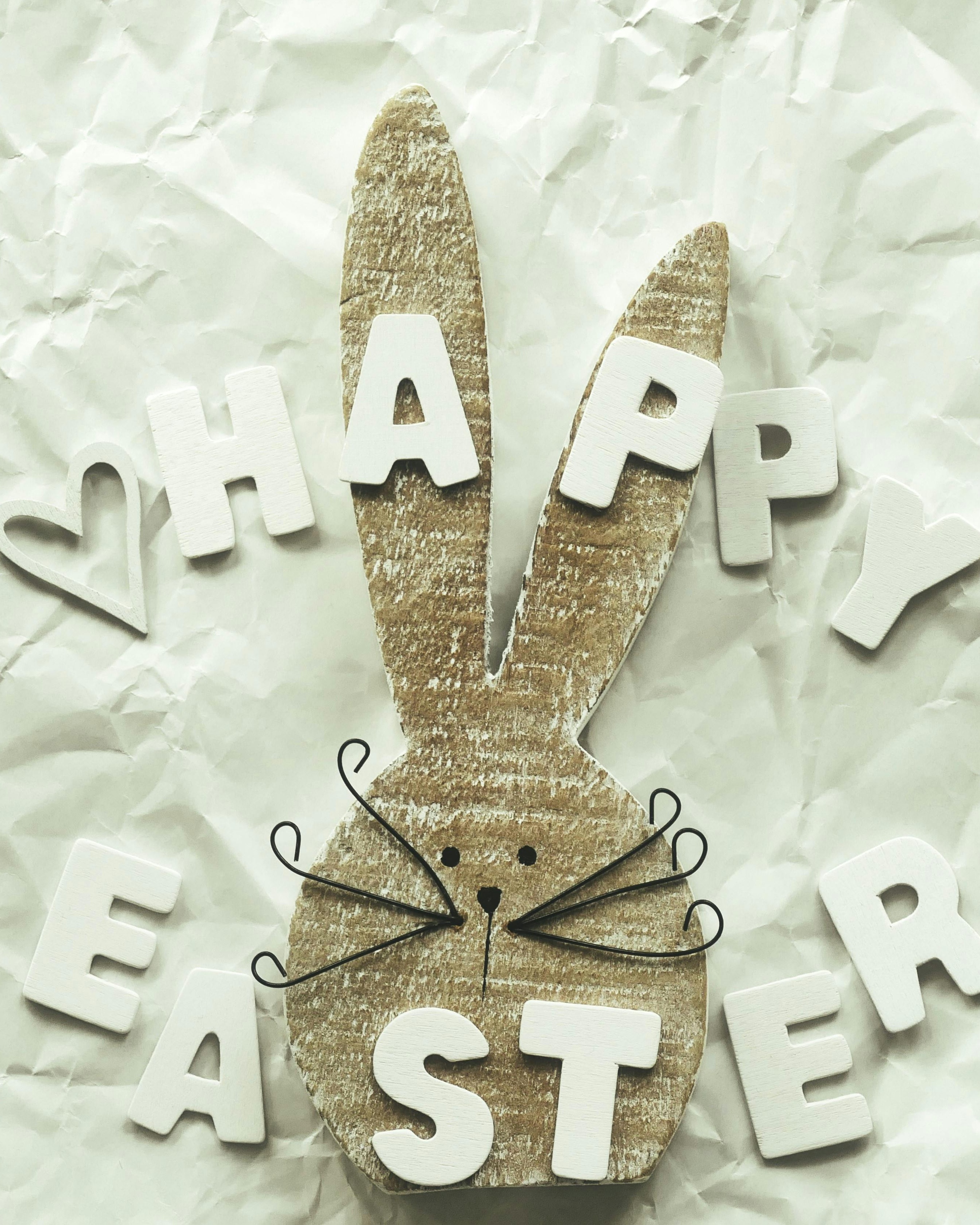 Happy Easter Wooden Bunny Decoration