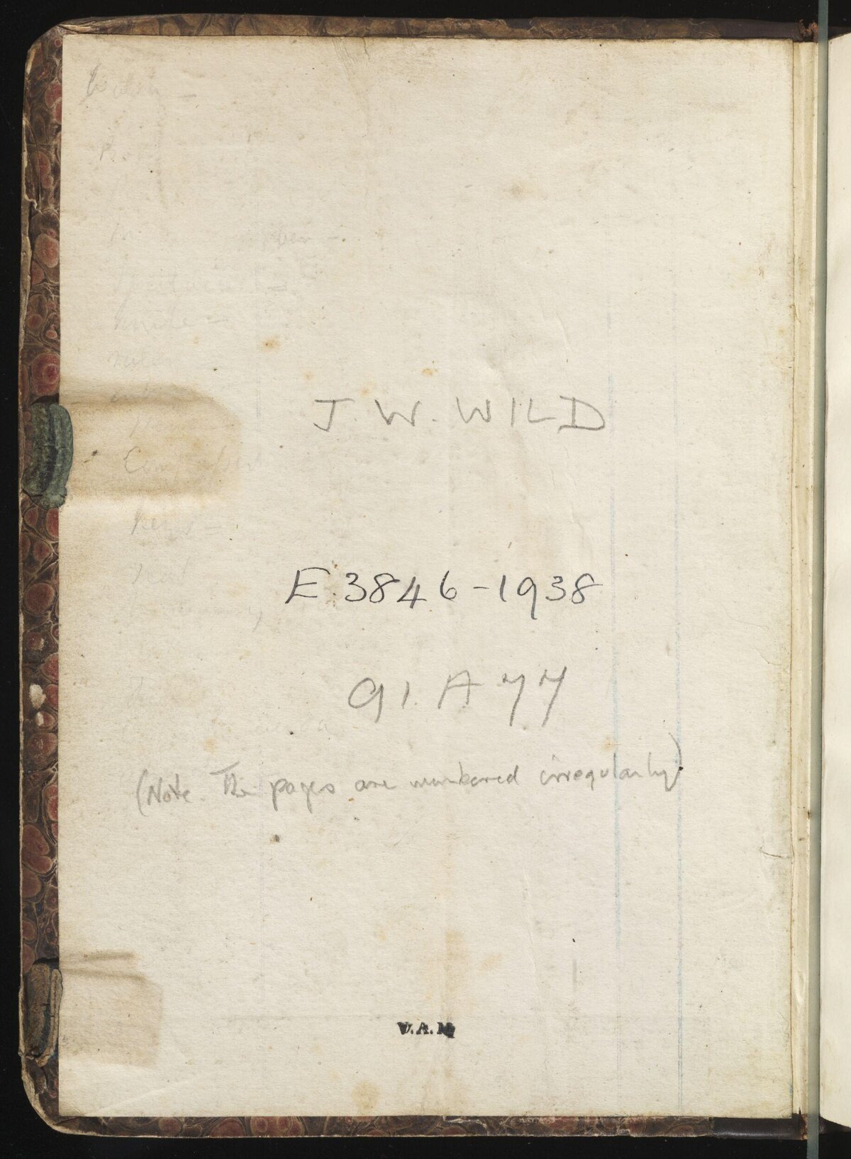 Endpaper of J.W. Wild's Vintage Notebook