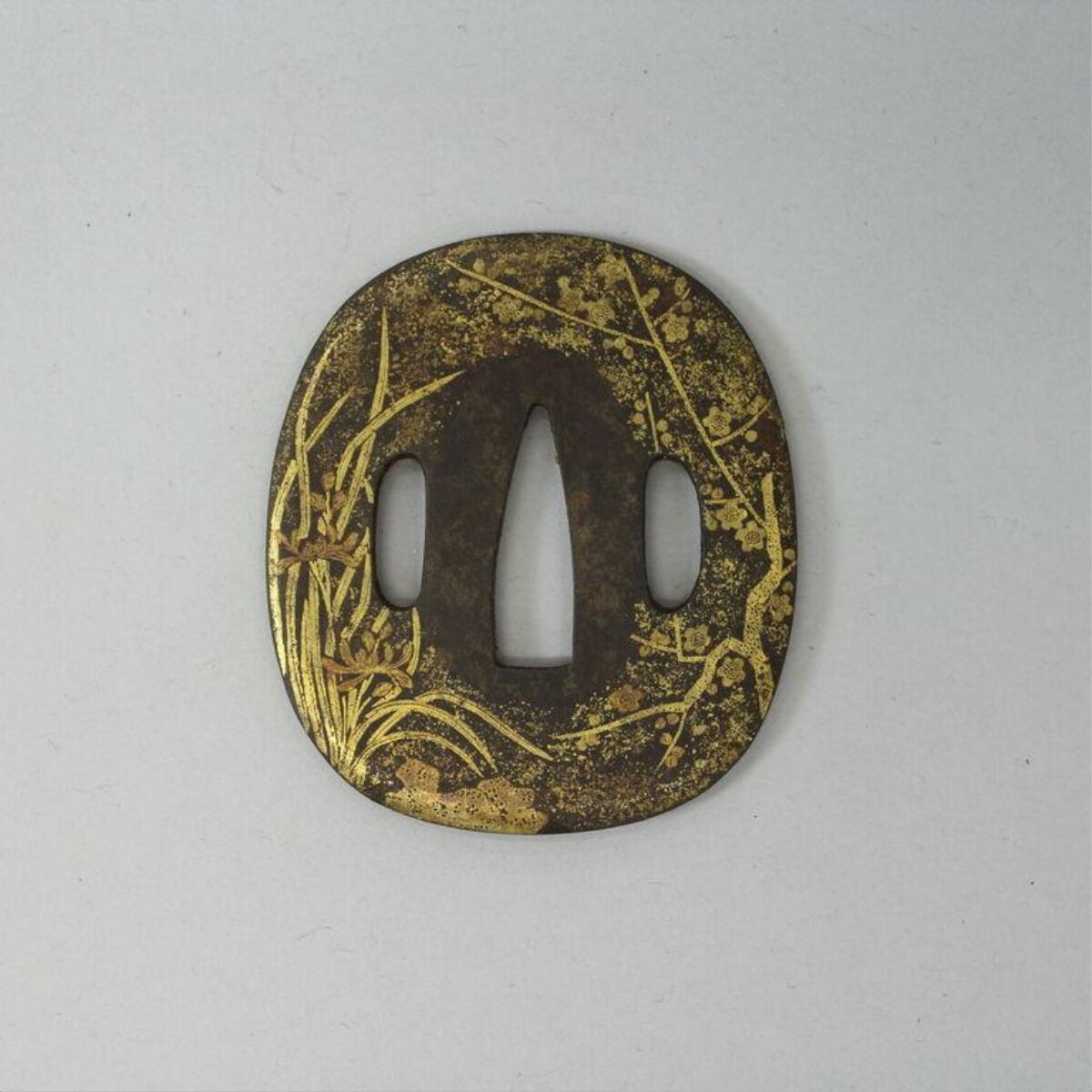 Gold Decorated Japanese Sword Tsuba
