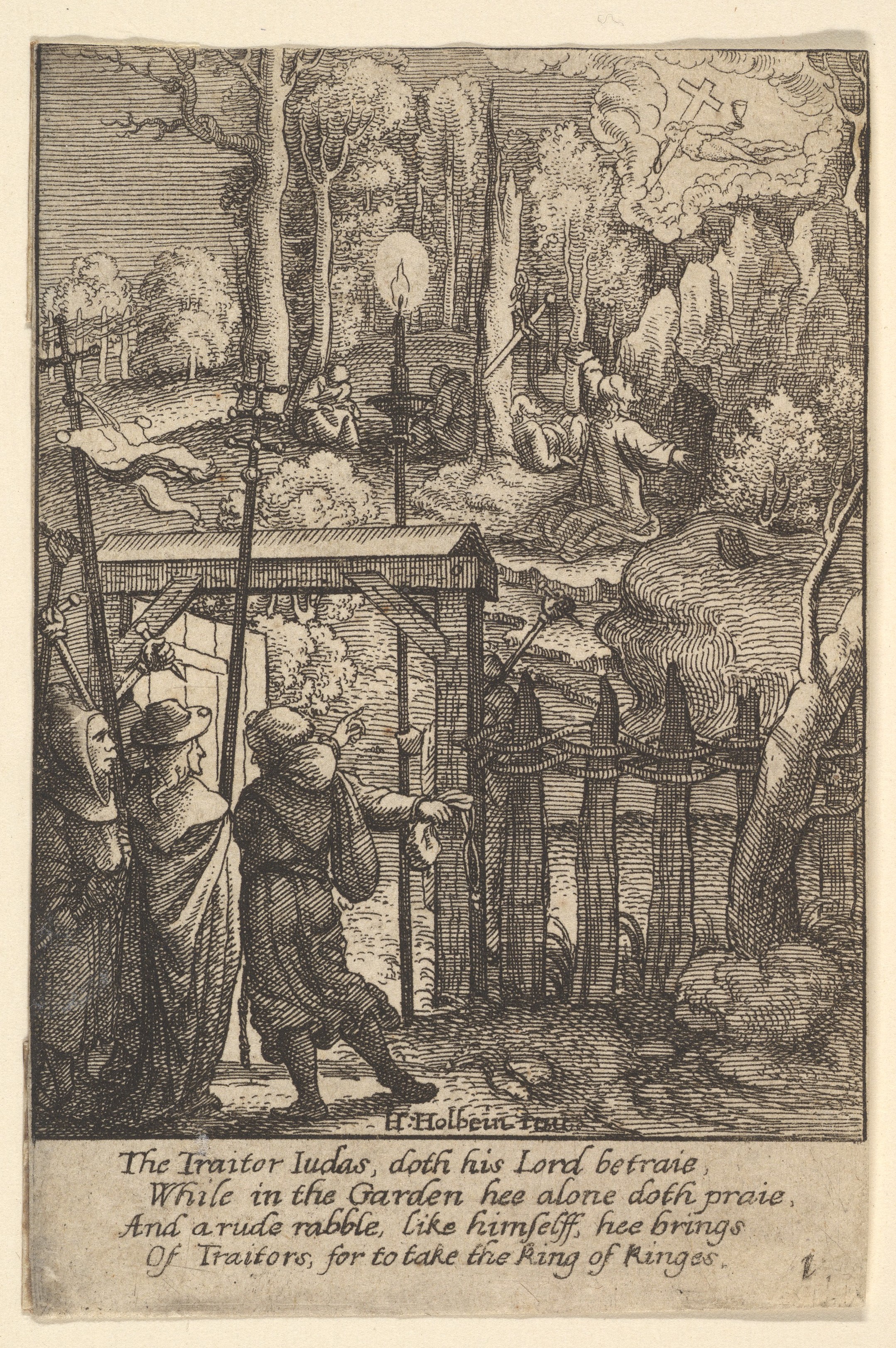 Judas Betrays Christ Woodcut