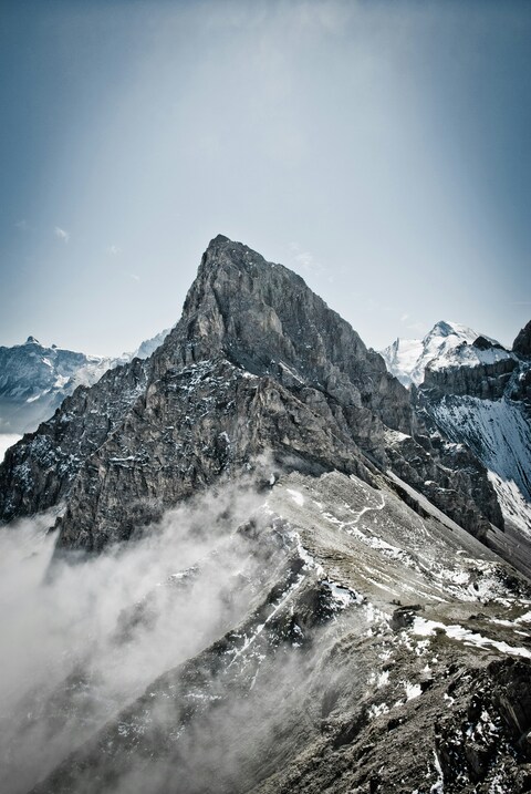 Rugged Snow-capped Mountain Peak