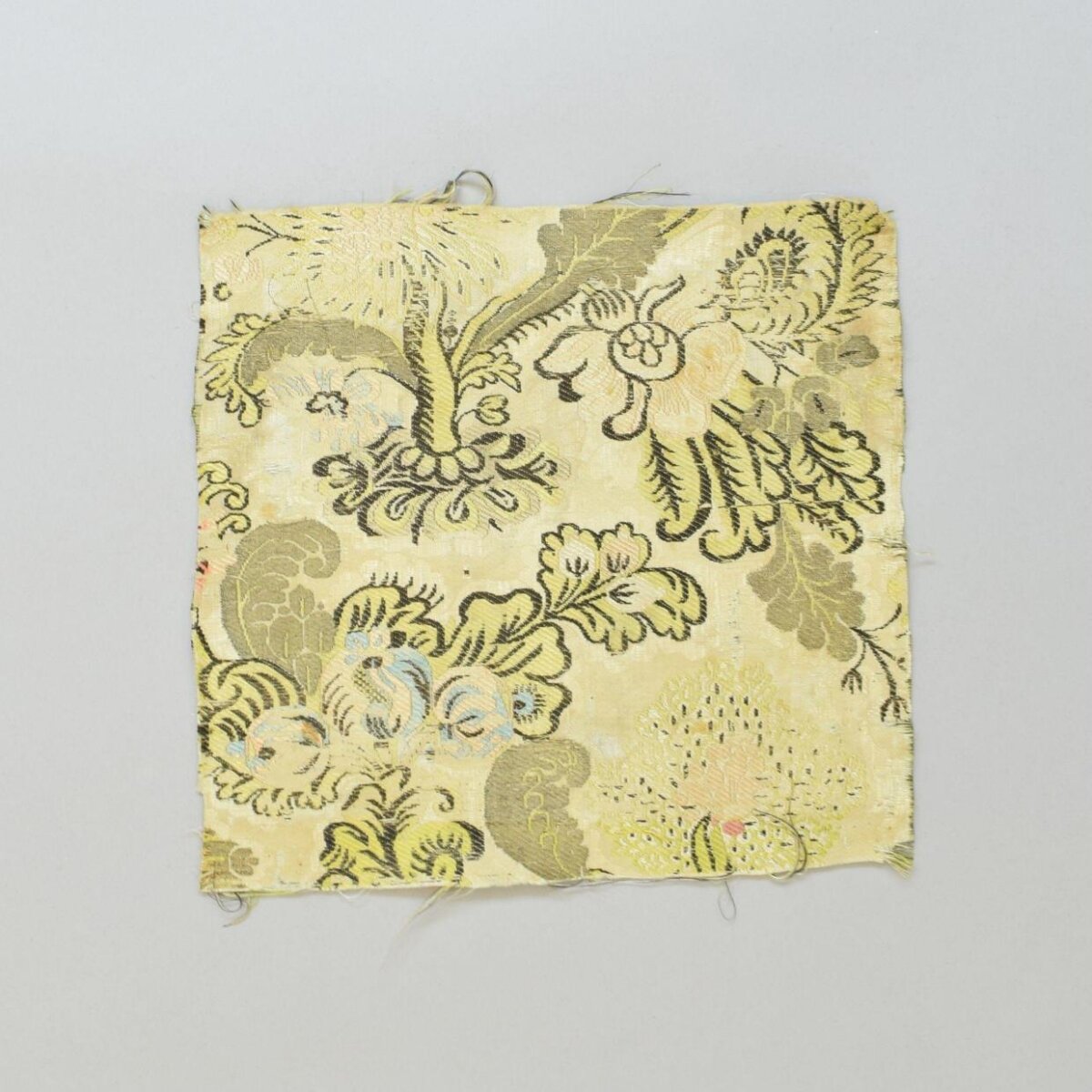 Antique Floral Woven Fabric Fragment