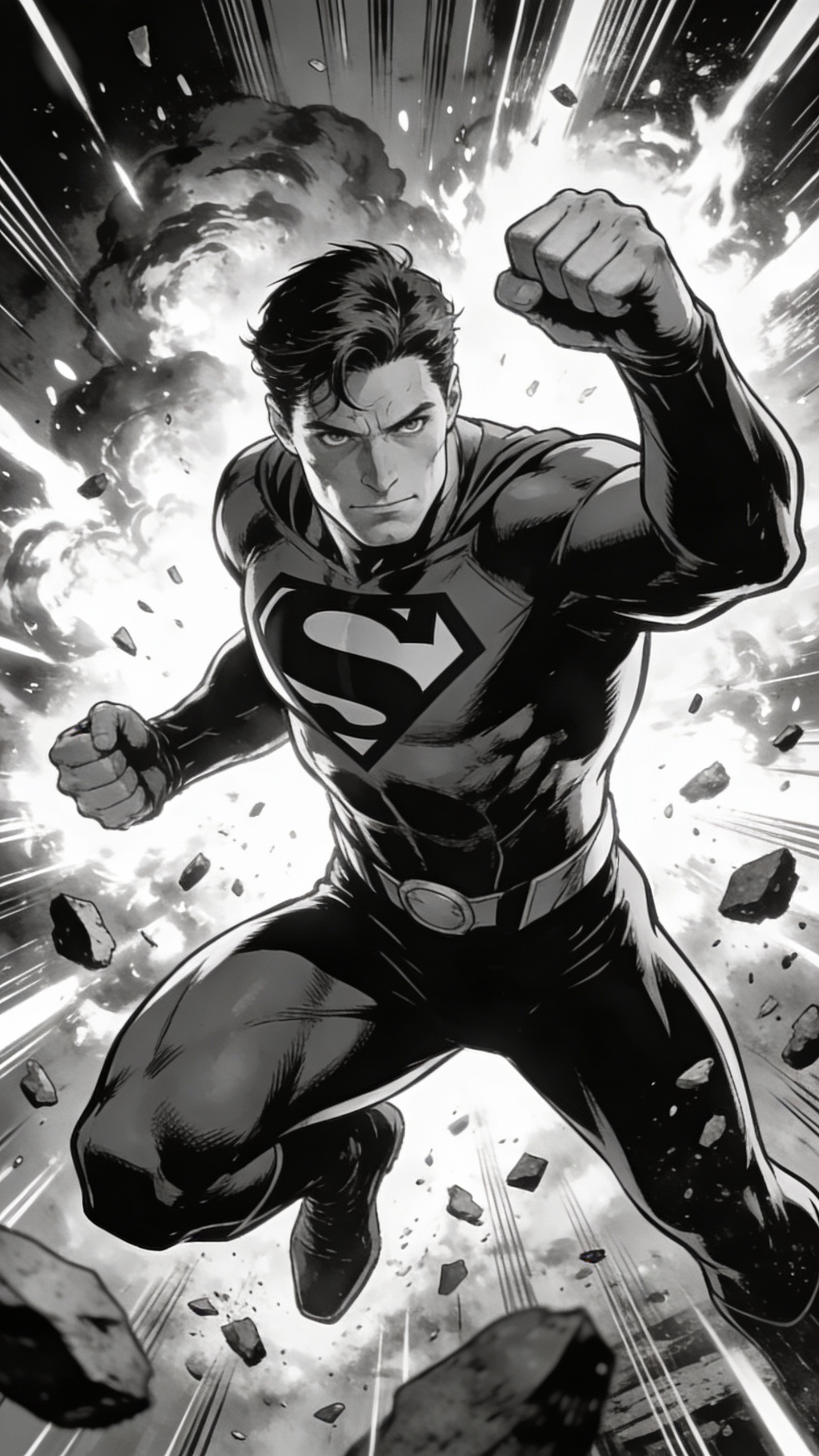 Black and White Comic Superman Art