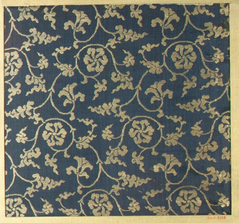 Blue Ground Golden Floral Brocade