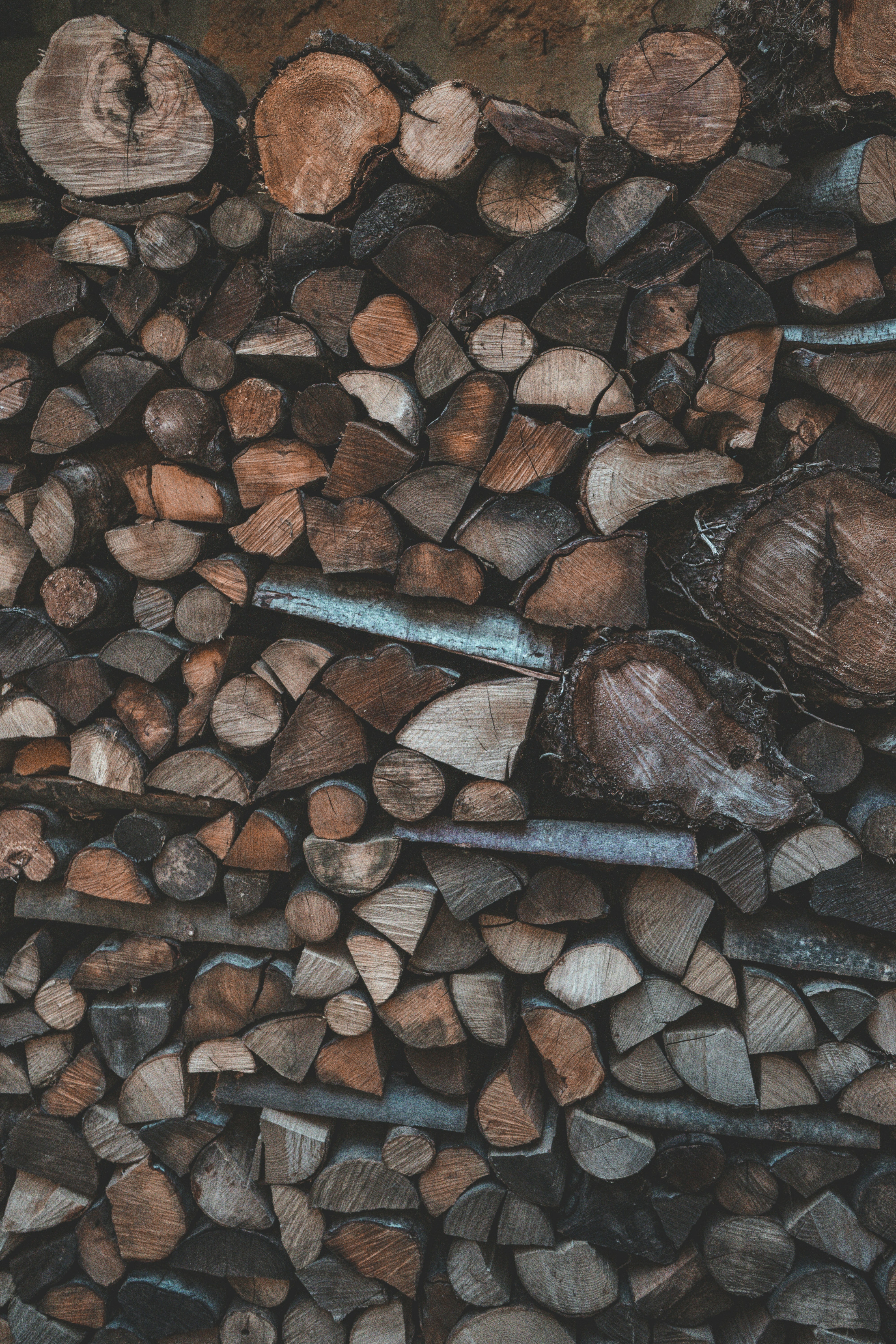 Stacked Chopped Firewood