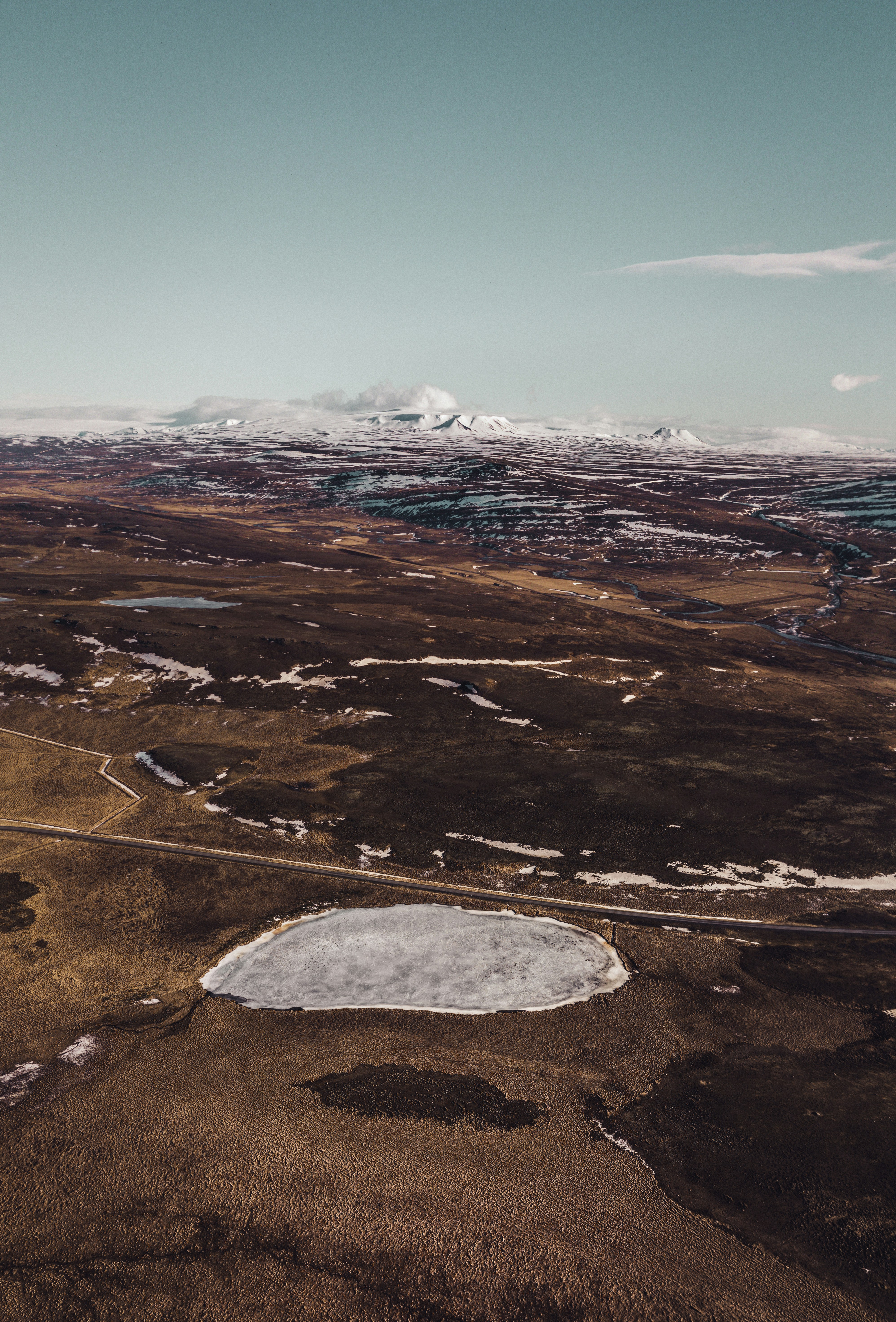 Aerial Frozen Highland Landscape