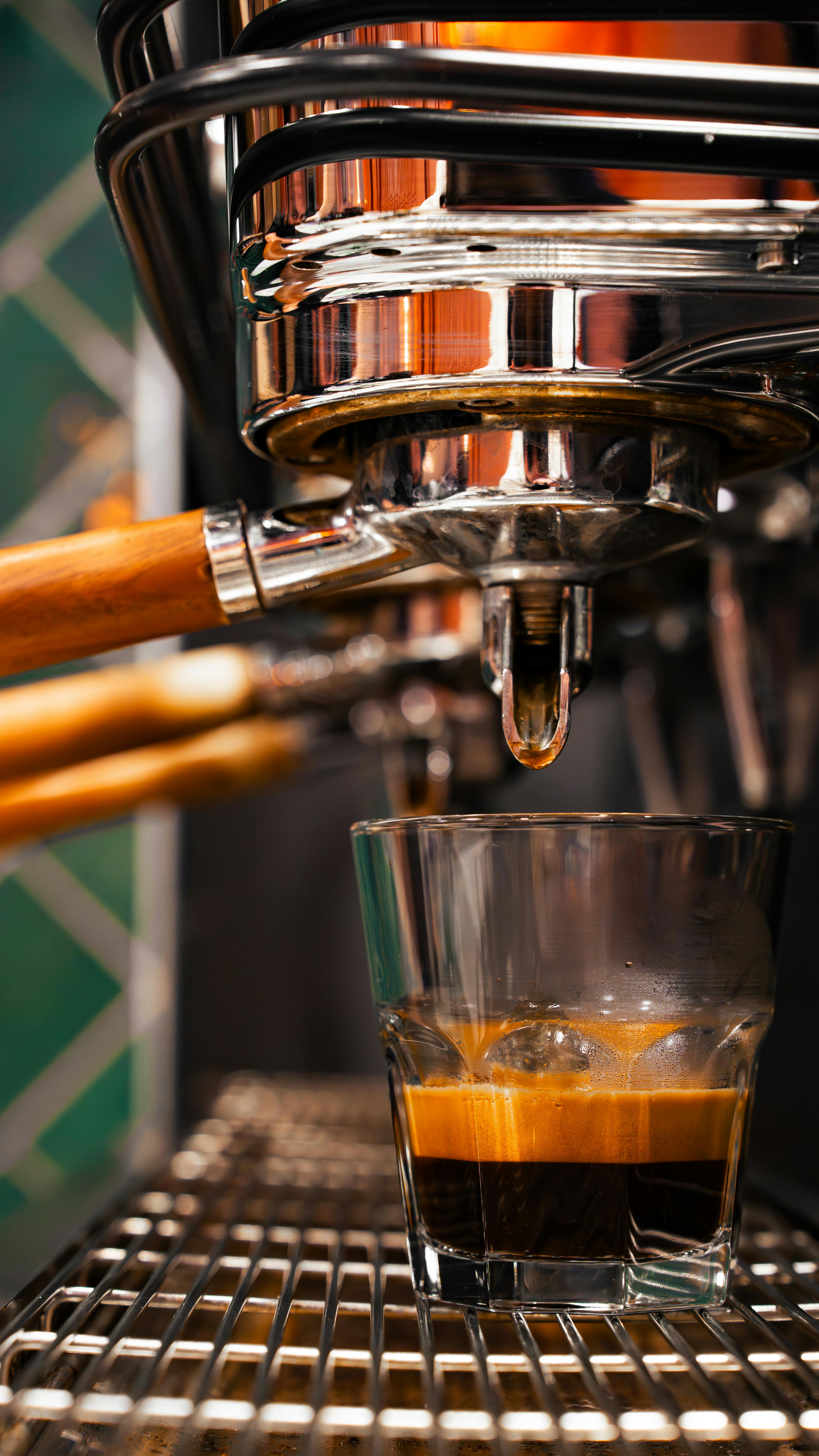 Espresso Brewing Into Glass Cup