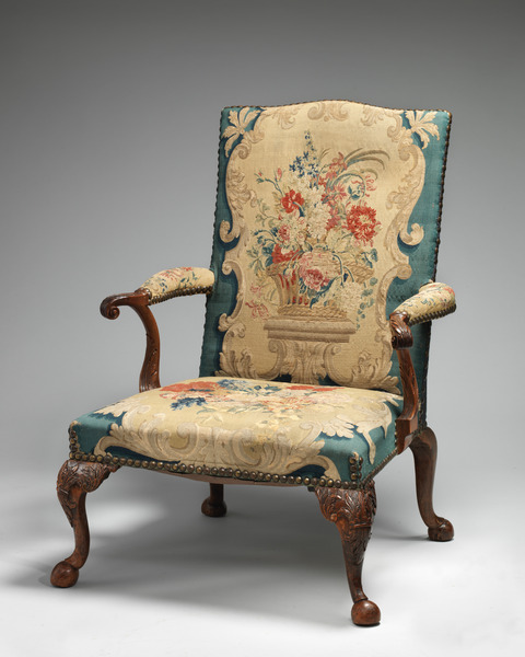 Antique Tapestry Upholstered Armchair