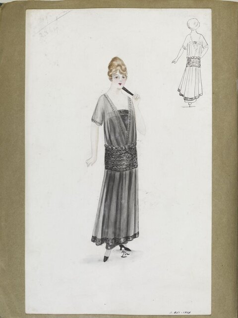 1920s Day Dress Fashion Sketch