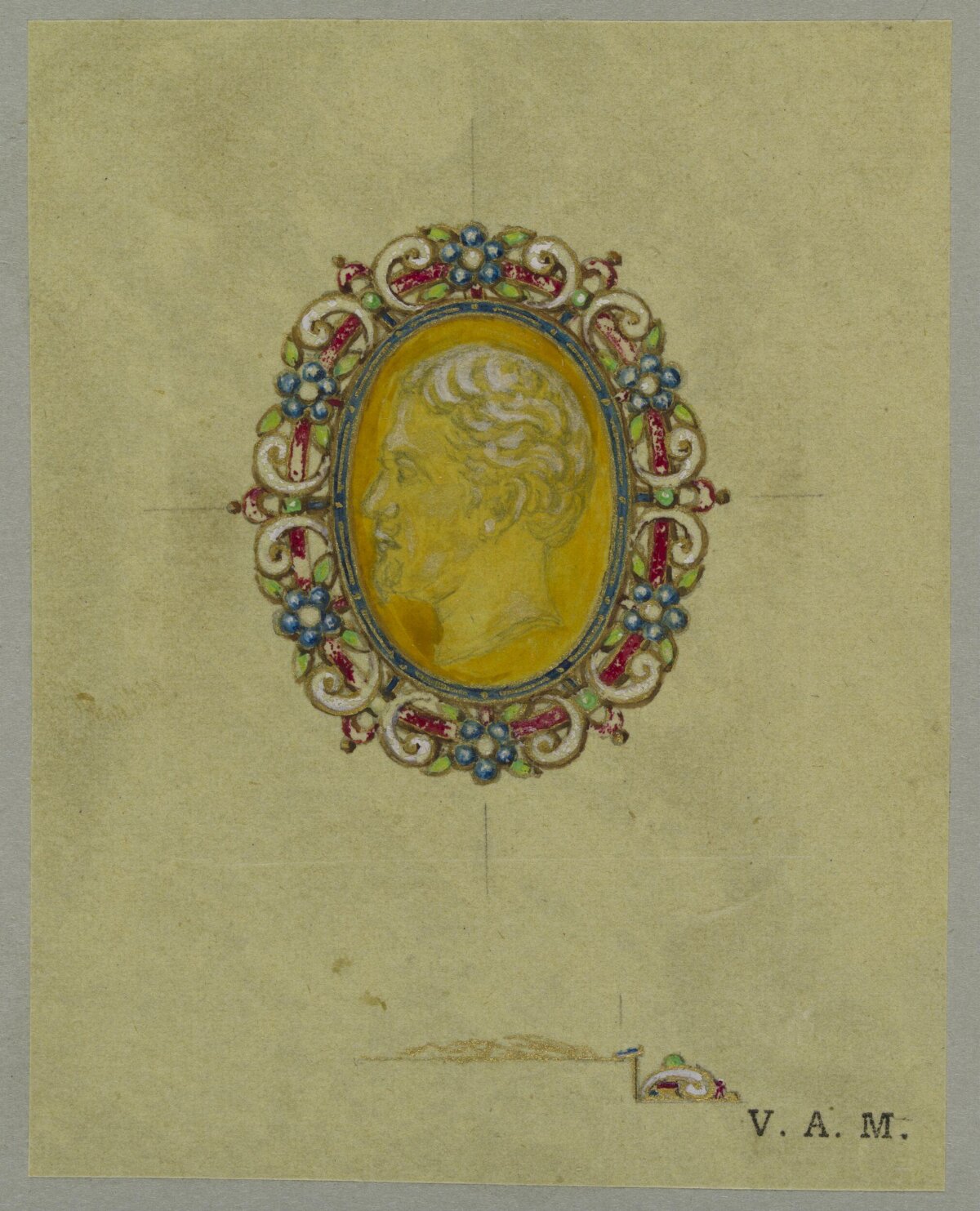 Enamel Portrait Brooch Design Sketch