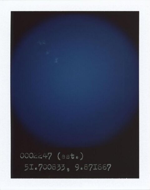 Deep Blue Polaroid With Coordinates
