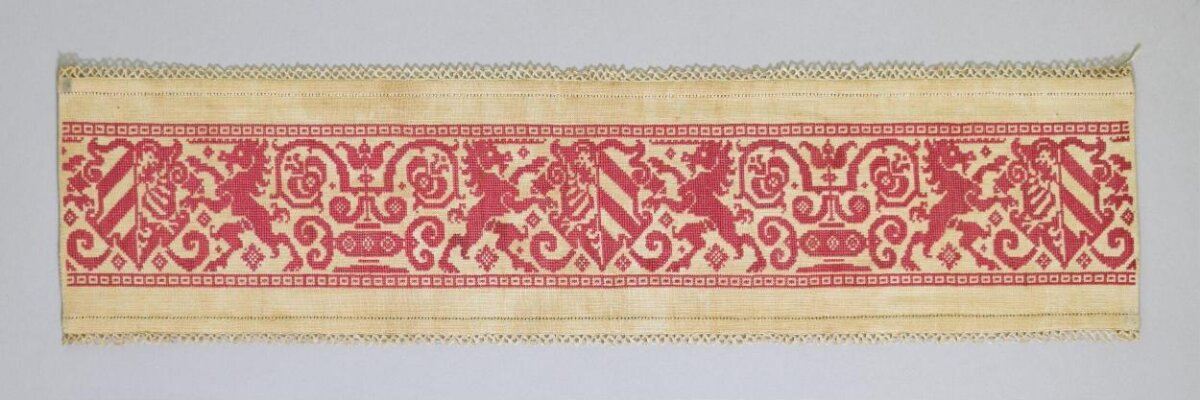 Antique Red Heraldic Embroidery Border