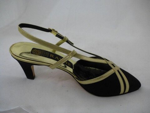 Black and Gold Slingback High Heel