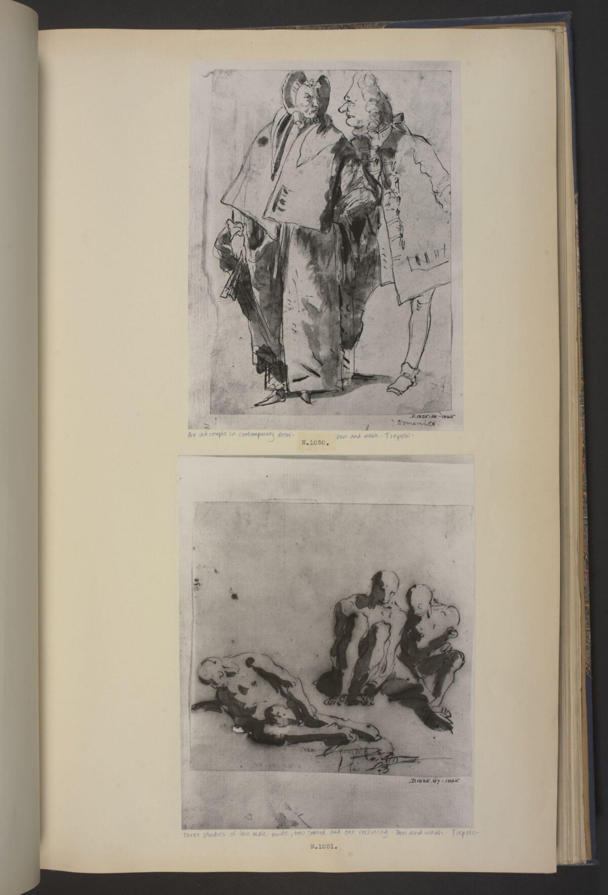 Two Ink Figure Drawings on Album Page
