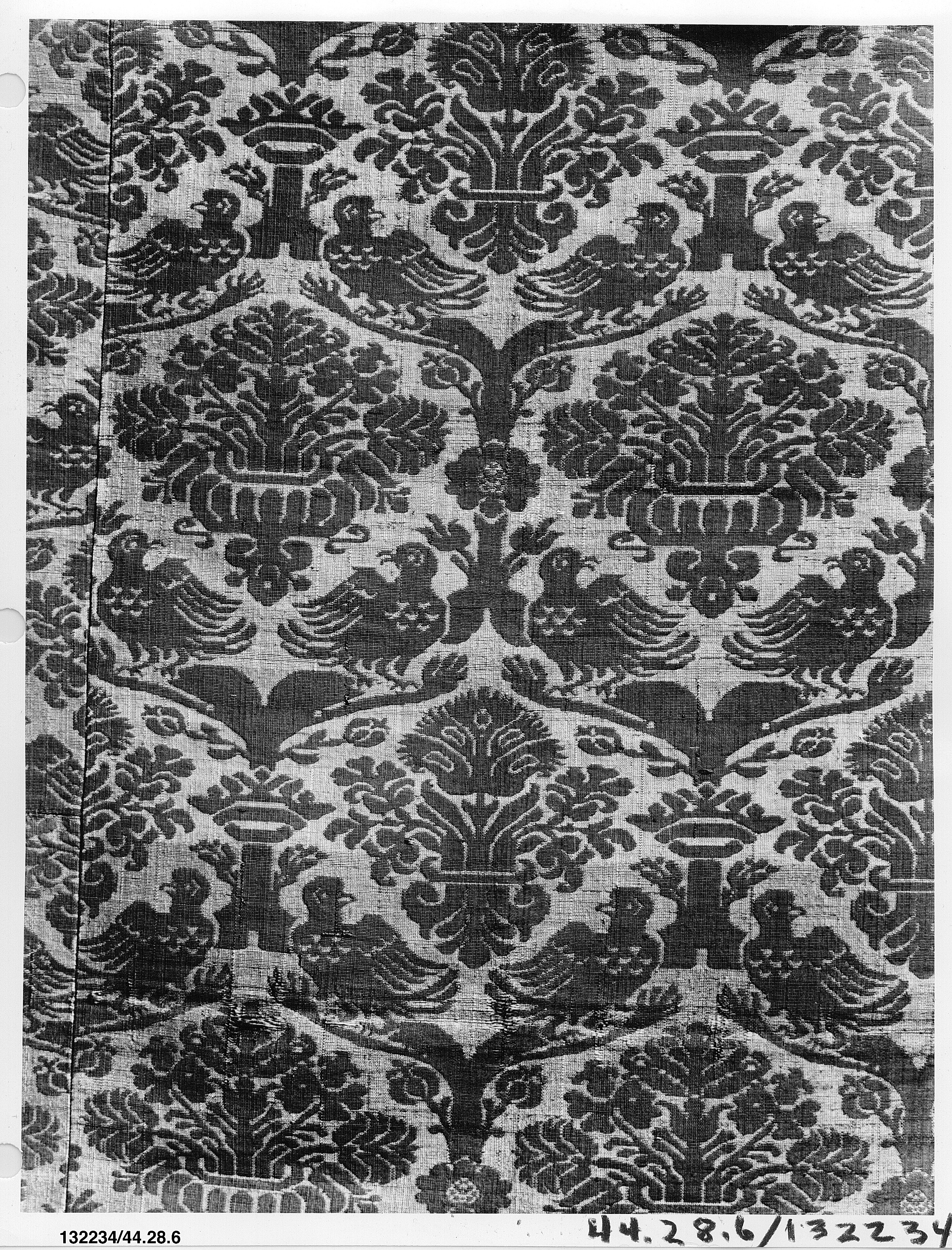 Bird and Tree Pattern Woven Textile
