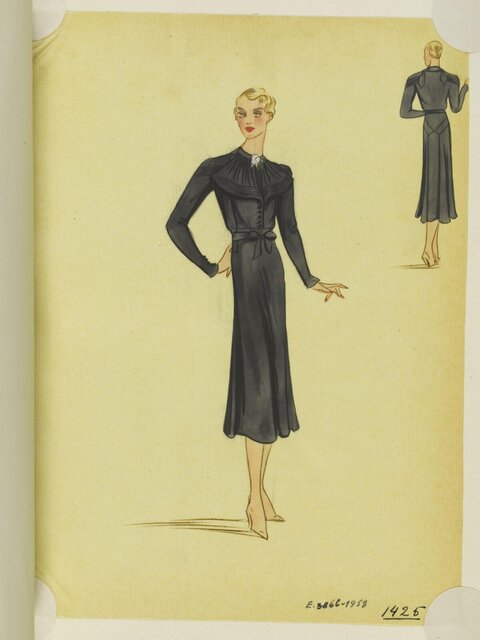 Vintage Black Dress Fashion Sketch