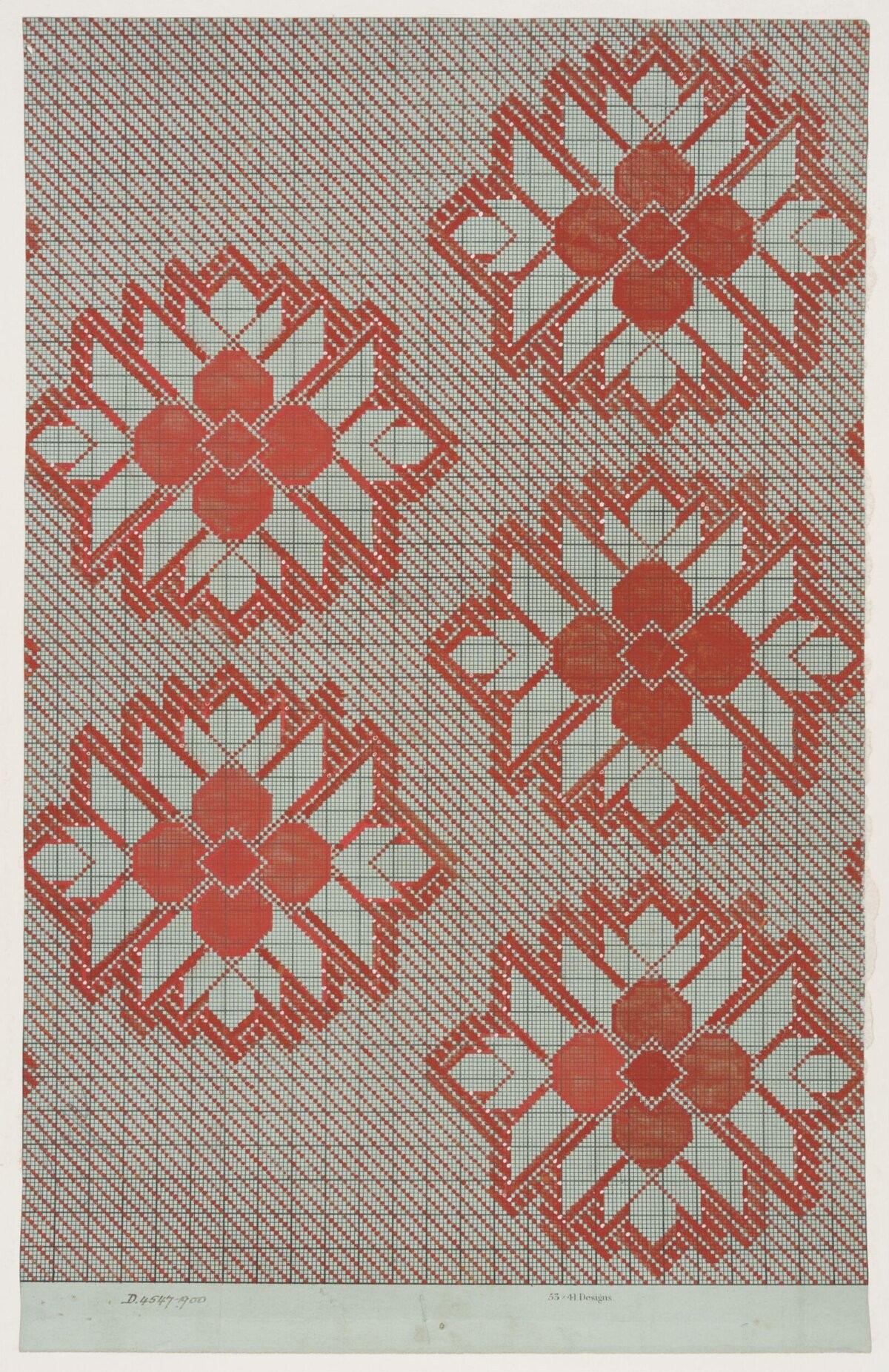 Red Geometric Floral Textile Pattern