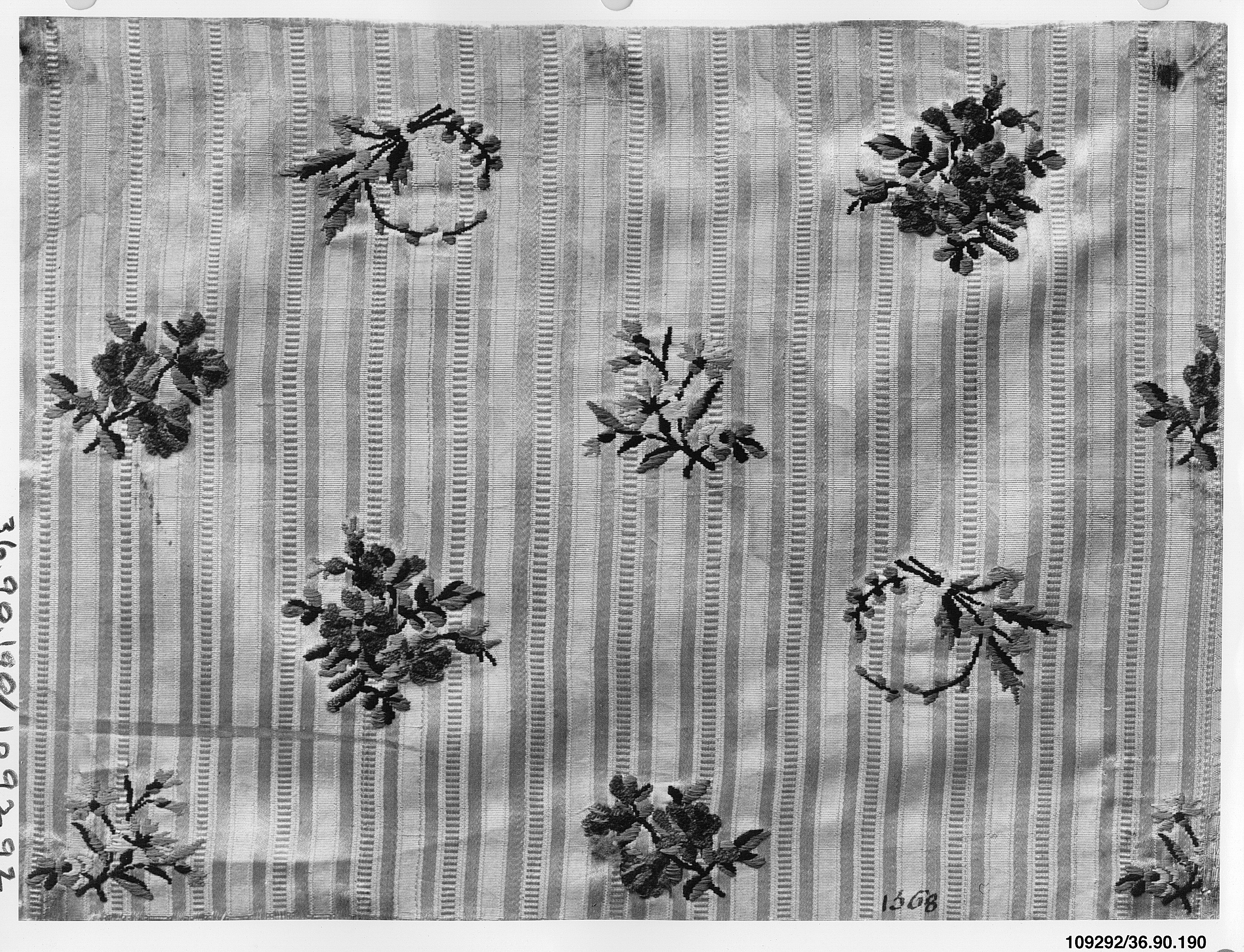 Antique Striped Floral Embroidery Fabric