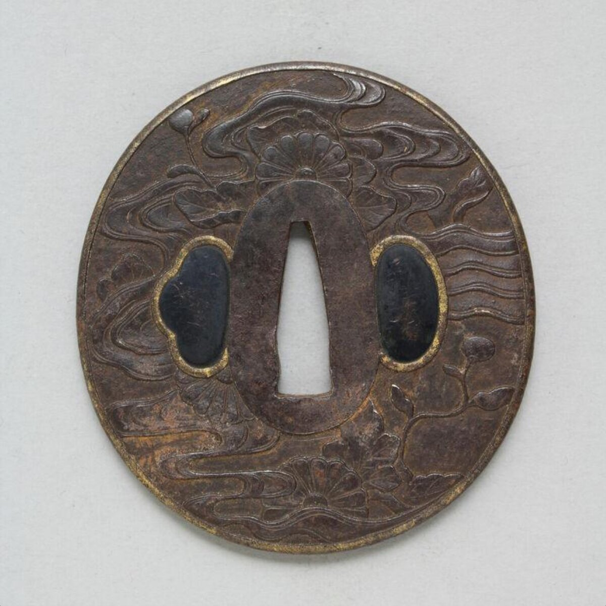 Carved Iron Japanese Sword Tsuba