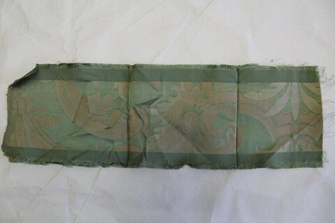 Green Damask Pattern Fabric Fragment