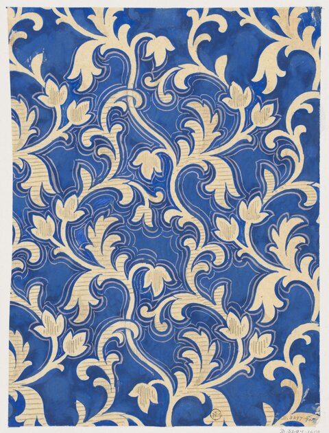 Blue and Cream Vine Pattern Design