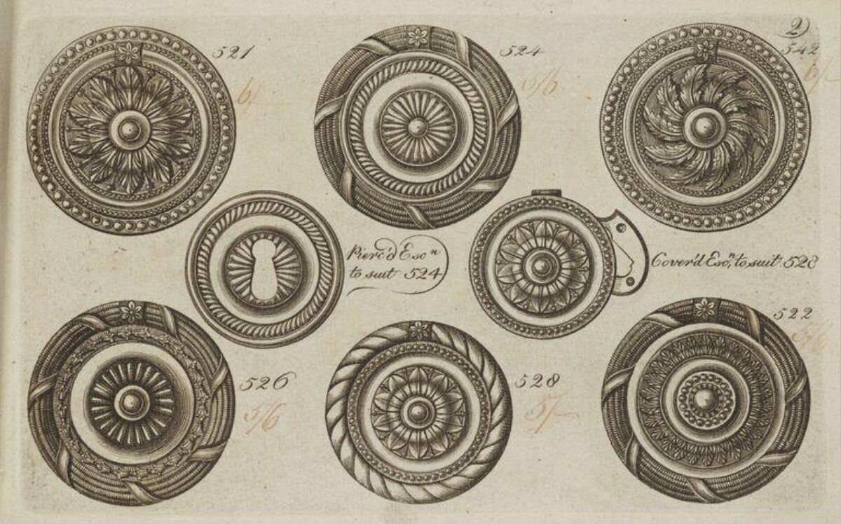 Antique Lock Hardware Design Engravings