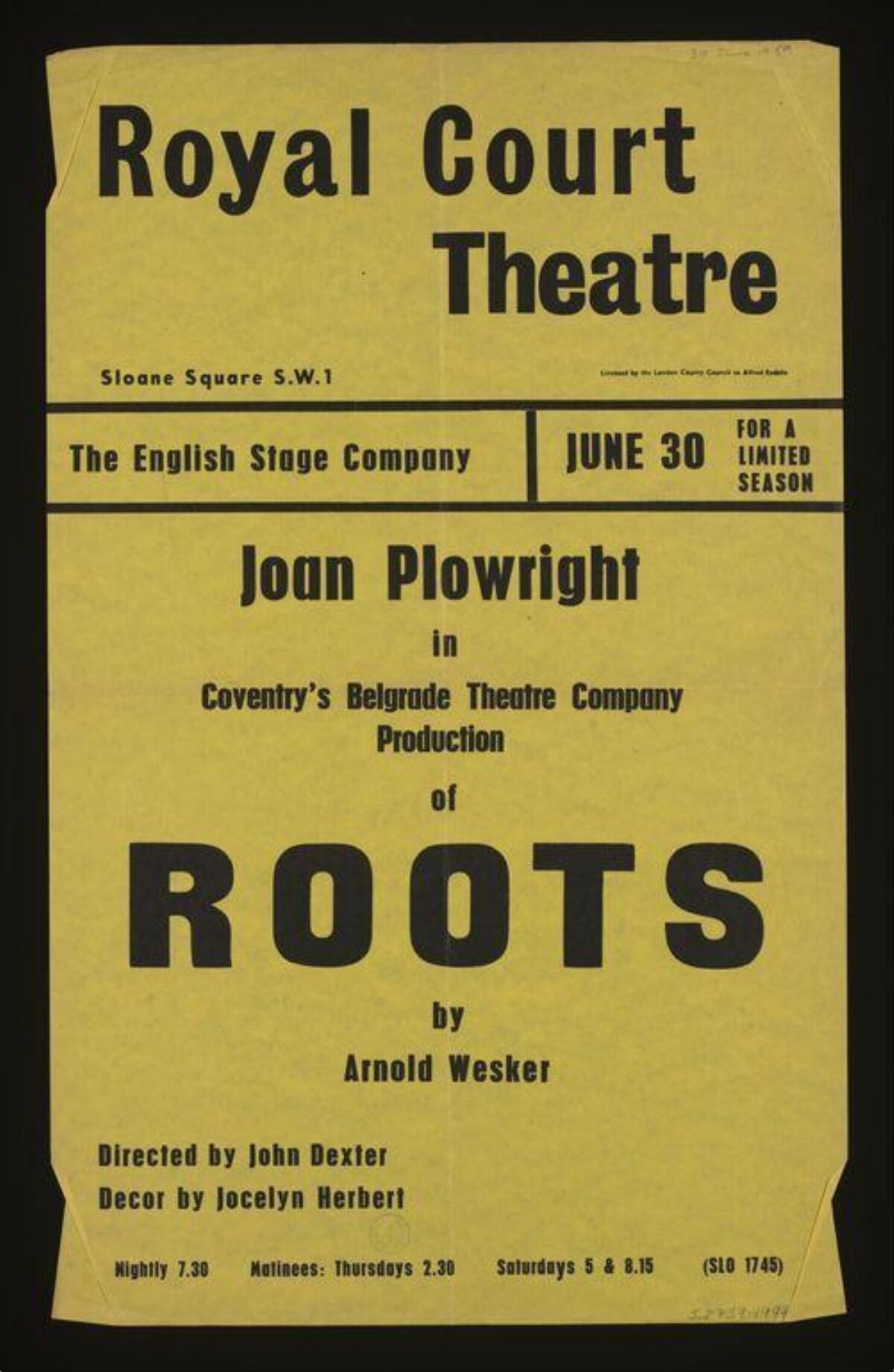 Royal Court Theatre Roots Play Poster