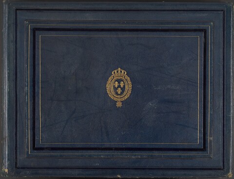 Blue Leather Book Cover with Royal Emblem