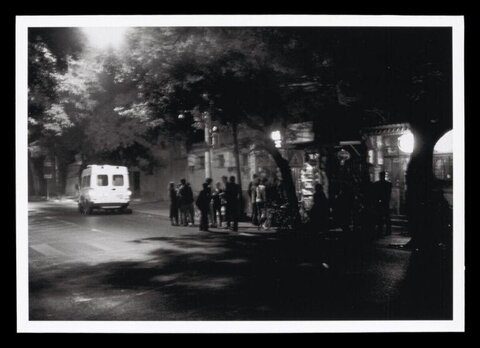 Black and White Night Street Scene