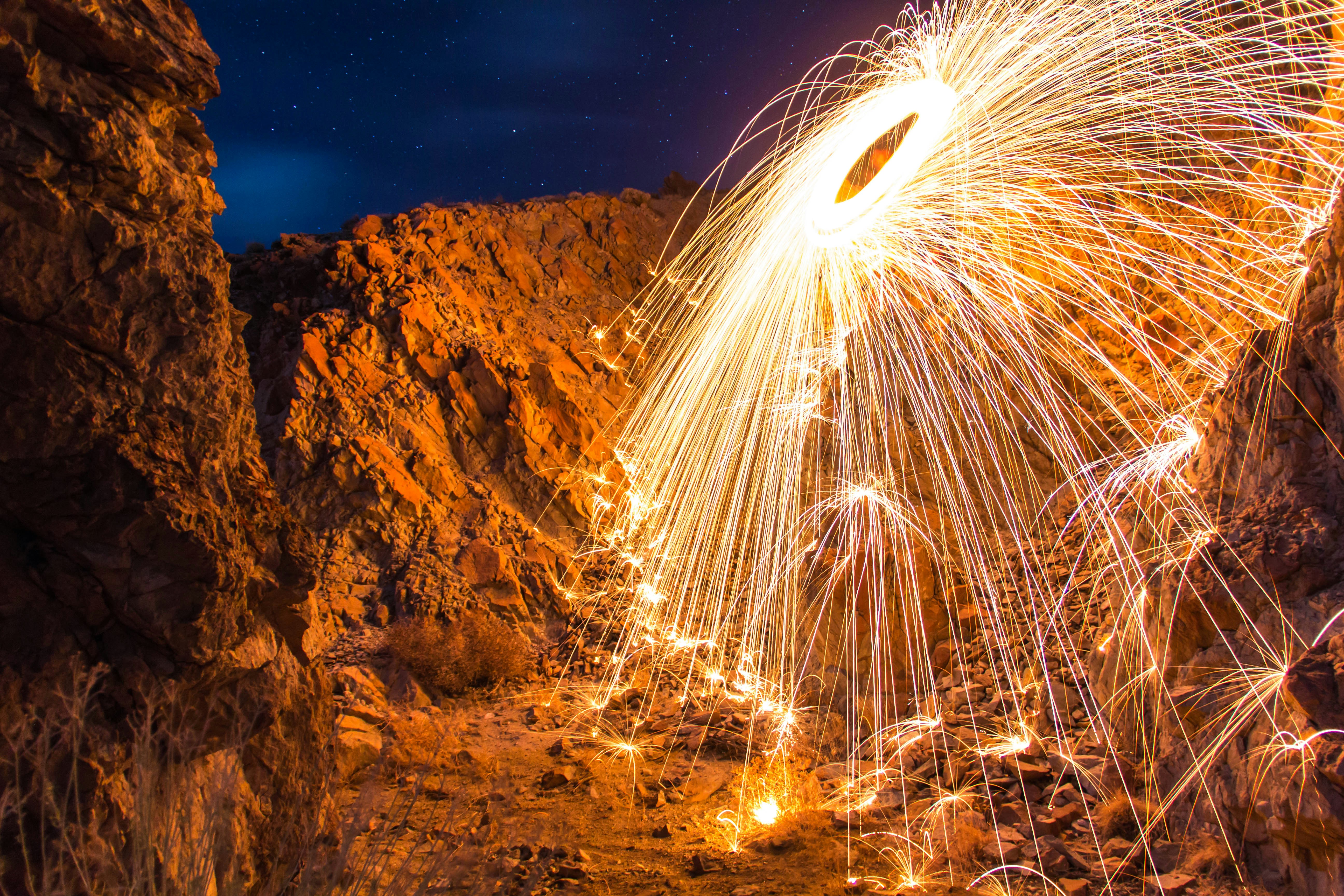Night Canyon Steel Wool Light Painting